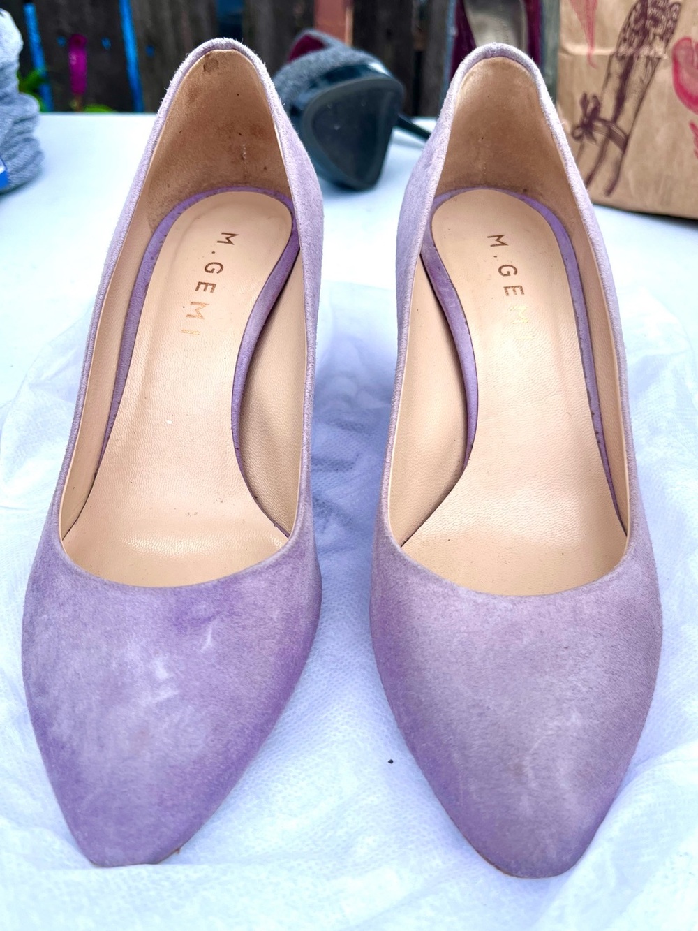 M. Gemi Lavender Suede Pointed-Toe Pumps - Soft Lilac